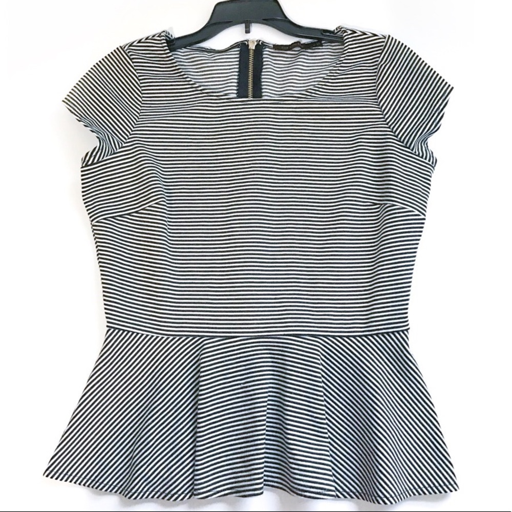 The Limited Stripes Short sleeves Peplum Blouse M